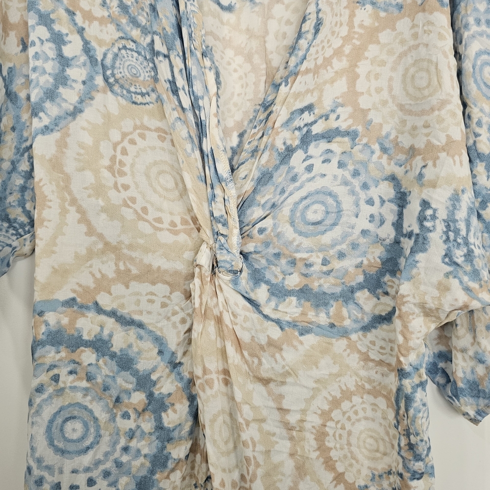 Surf Gypsy Blue and Cream Maxi Coverup Size Small Coastal Boho - Picture 4 of 11